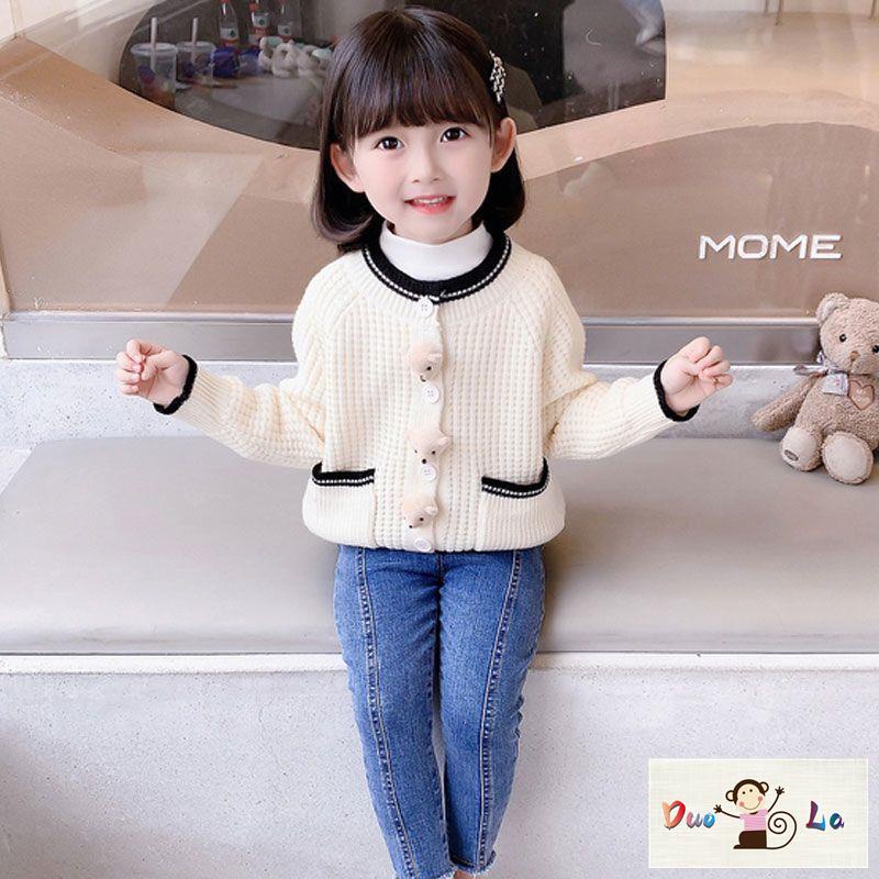 Doula ~ Áo Khoác cardigan Dệt Kim Thời Trang Mùa Thu Phong Cách Mới Cho Bé Gái