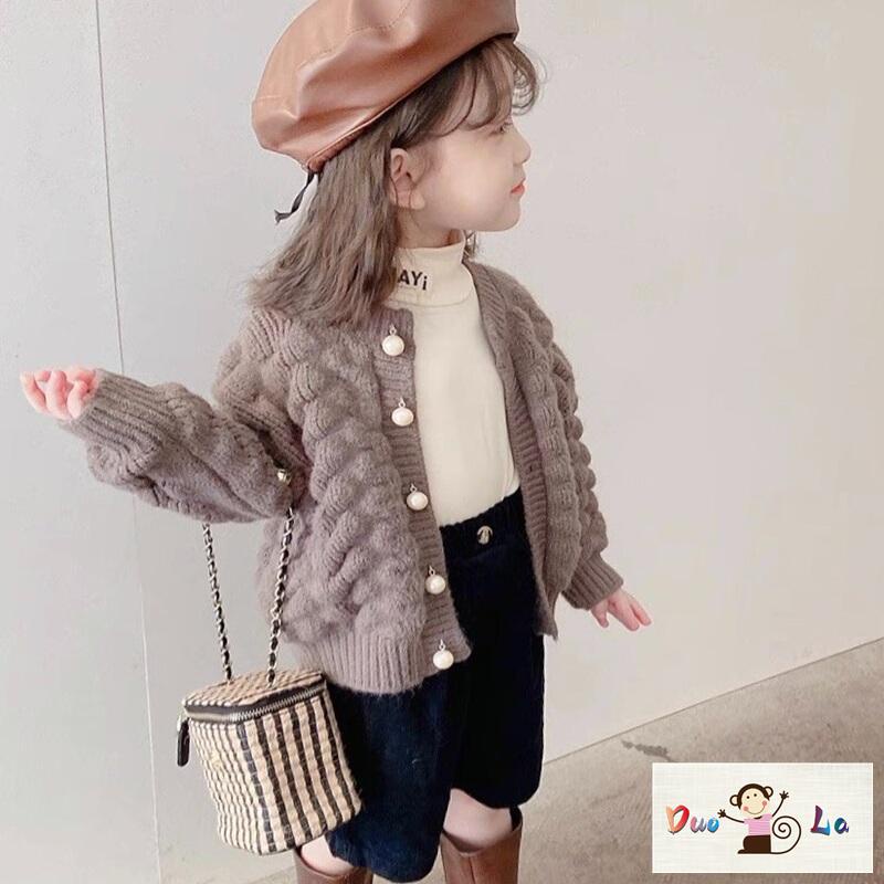 Doula ~ Áo Khoác cardigan Dệt Kim Dày Phong Cách Hàn Quốc Thời Trang Cho Bé Gái