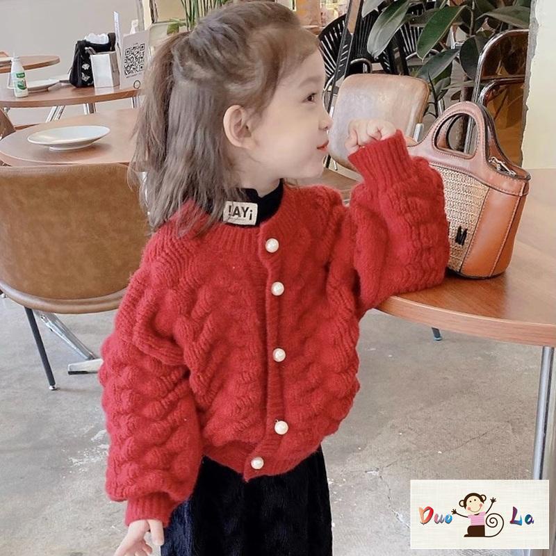 Doula ~ Áo Khoác cardigan Dệt Kim Dày Phong Cách Hàn Quốc Thời Trang Cho Bé Gái