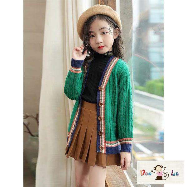 Doula Áo Khoác cardigan Dệt Kim Phong Cách Hàn Quốc Thời Trang Xuân Thu Cho Bé Gái