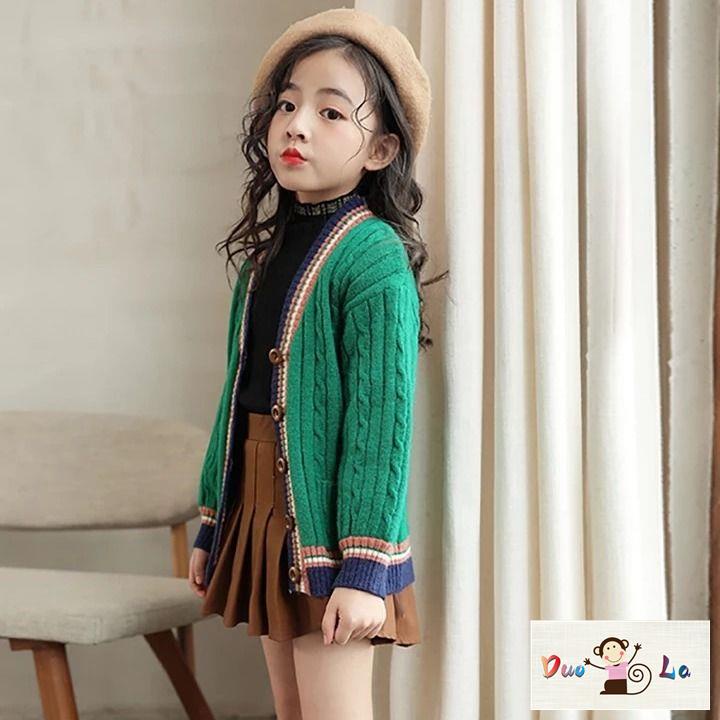 Doula Áo Khoác cardigan Dệt Kim Phong Cách Hàn Quốc Thời Trang Xuân Thu Cho Bé Gái