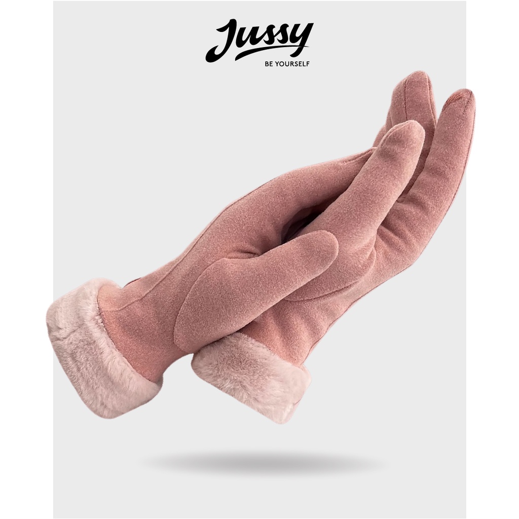 Găng Tay Nỉ Lót Lông Giữ Ấm JG06 Jussy Official Bao Tay Cảm Ứng Chống Gió Lạnh Thời Trang Cho Nam Và Nữ