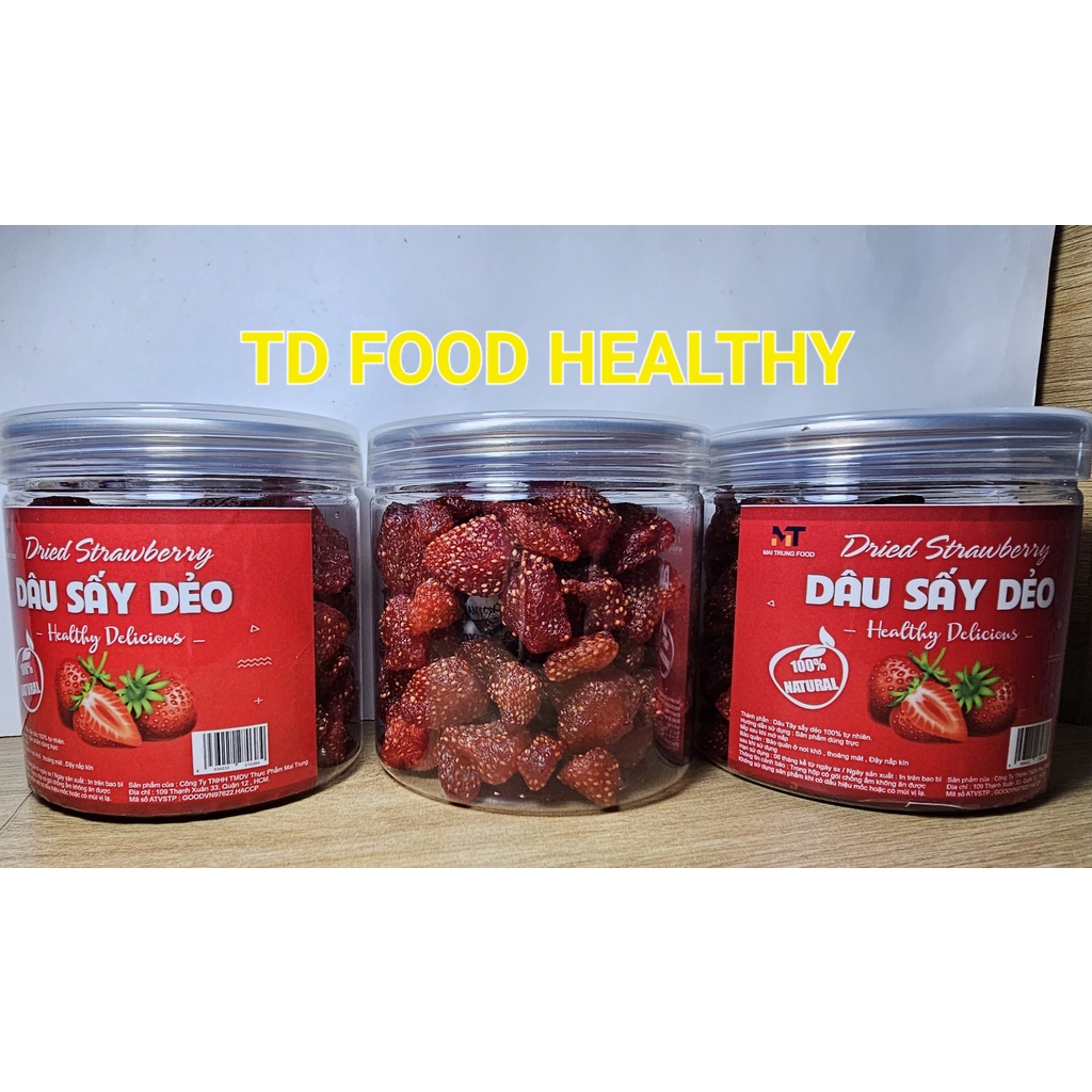 Dâu tây sấy dẻo nguyên vị không đường Đẹp Da Chống Lão Hóa 250gram