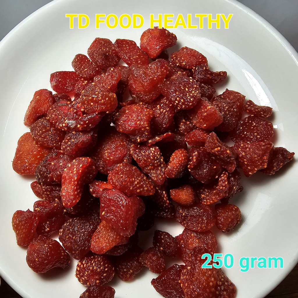 Dâu tây sấy dẻo nguyên vị không đường Đẹp Da Chống Lão Hóa 250gram