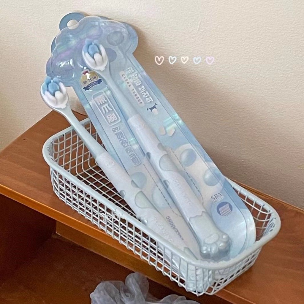 Bàn Chải Đánh Răng Lông Mềm Hình Dấu Chân Mèo ins Dễ Thương Cho Nam Và Nữ Sinh Ký Túc Xá