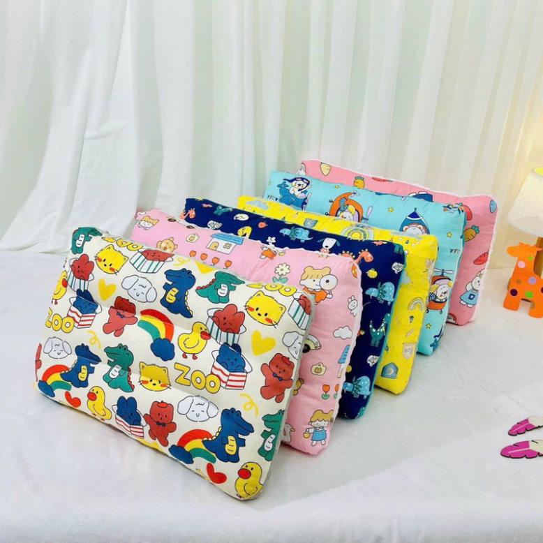 Gối Matxa Trẻ Em 2 Mặt Cotton Lụa Và Nỉ Nhung Hạt, Gối Trẻ Em Hạt Đậu Êm Ái cho bé 30x45cm