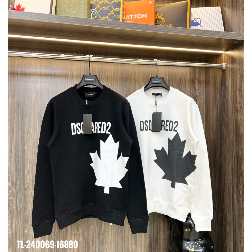 Áo nỉ Dsquared2 in hình lá thiết kée hot trend Nam Nữ Thu Đông 2023