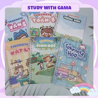 Combo 6 cuốn sổ tay takenote lớp 6 : toán, văn, anh, lý, hóa, sinh