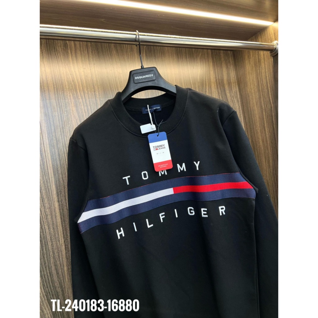 Áo Sweater TOMMY dài tay Cổ Tròn, Áo Nỉ TOMMY In Chữ tính tình Cho Nam