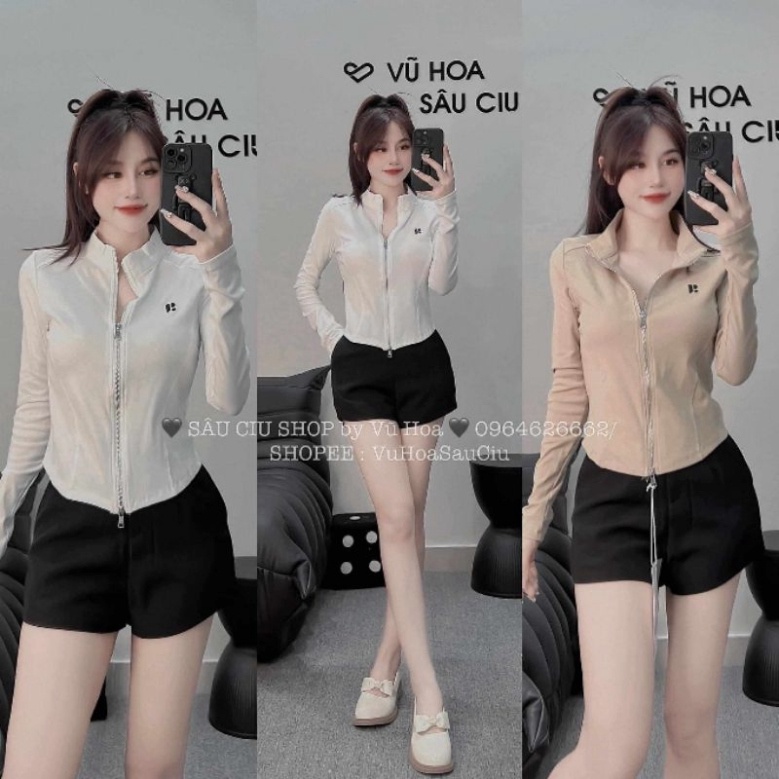 Áo khóa kéo thêu chữ R hàng QC 17/9