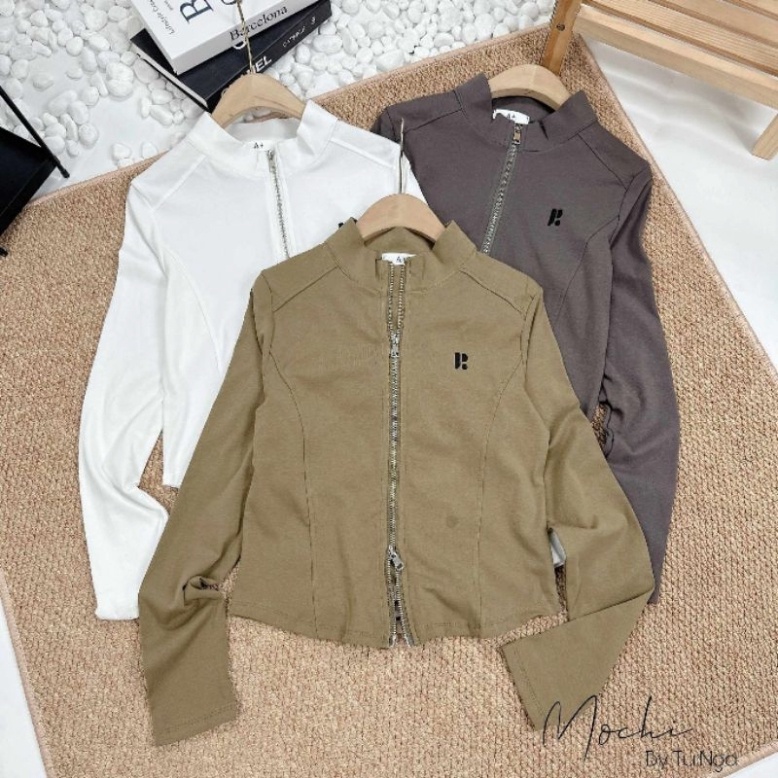 Áo khóa kéo thêu chữ R hàng QC 17/9