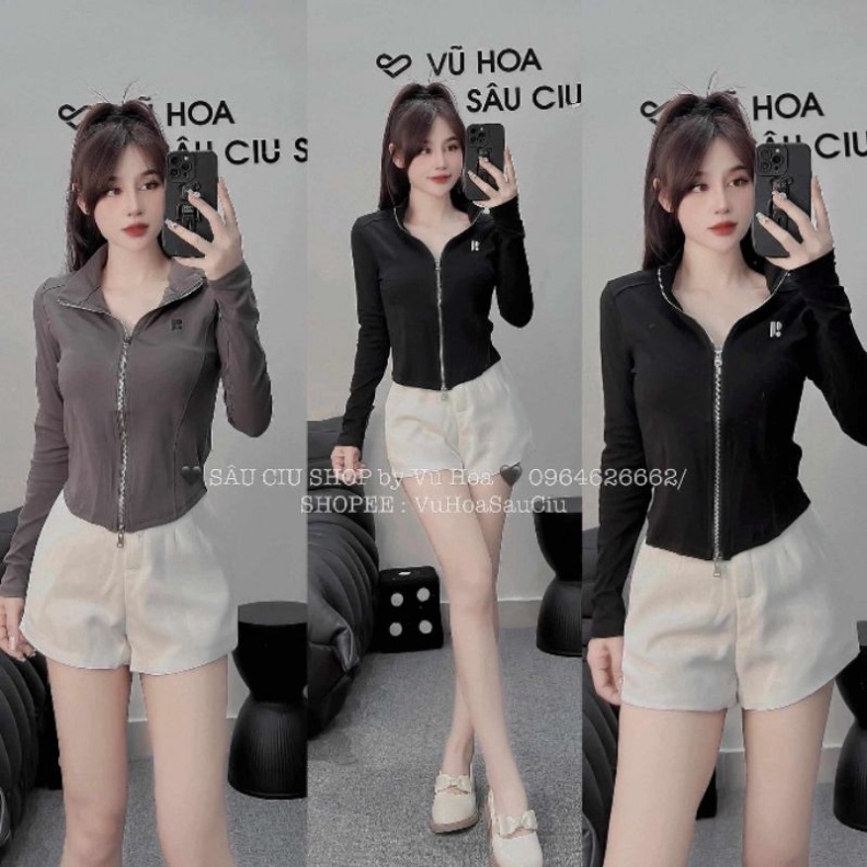 Áo khóa kéo thêu chữ R hàng QC 17/9