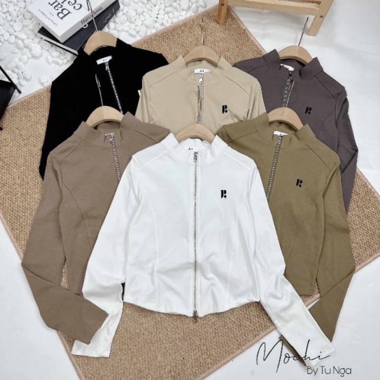 Áo khóa kéo thêu chữ R hàng QC 17/9