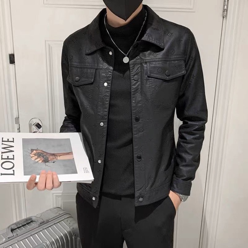 Áo da nam PLATMAN, Áo khoác da nam lót gió Da dê cao cấp ..