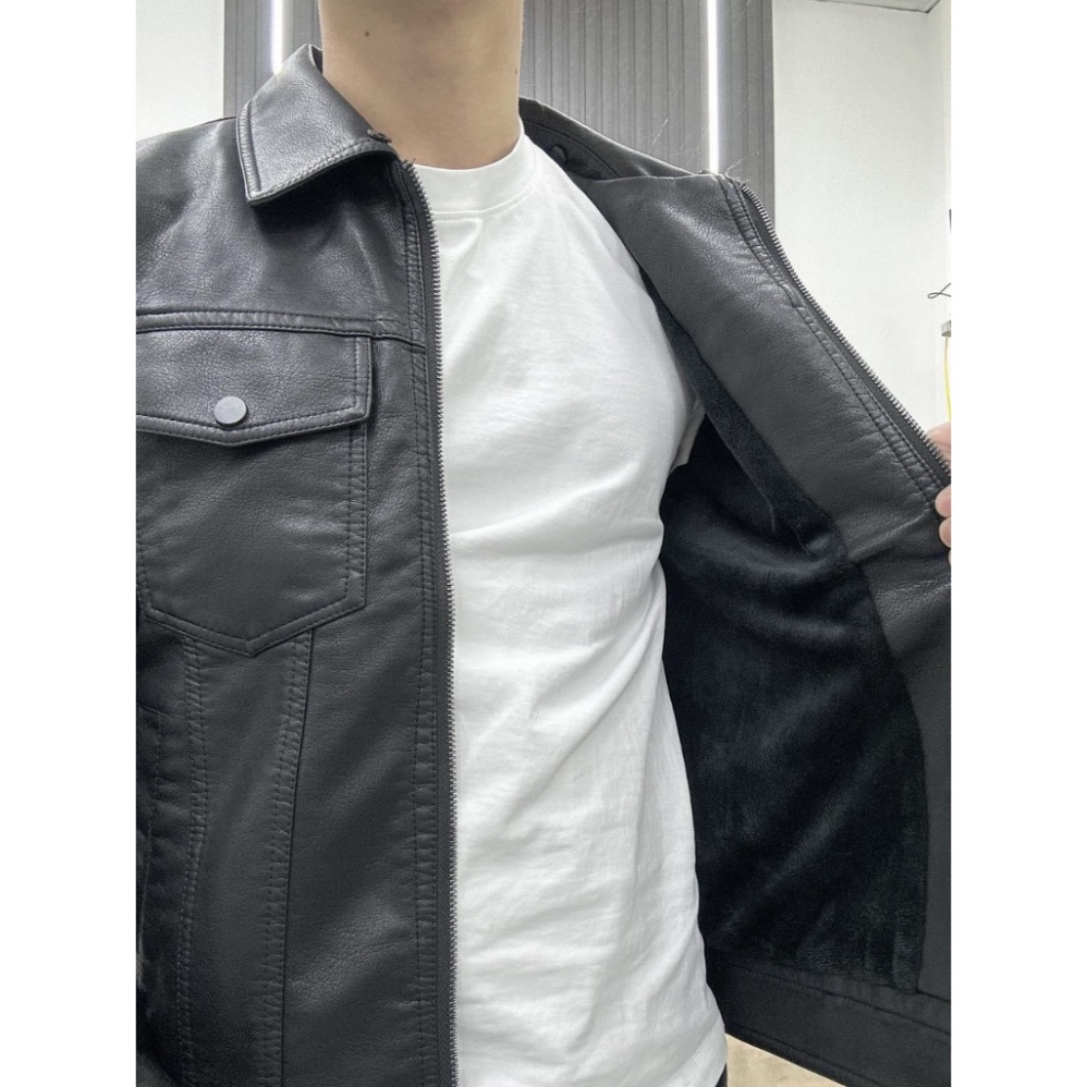 Áo khoác da nam, Áo da nam lót nỉ cao cấp quảng châu mẫu mới nhất