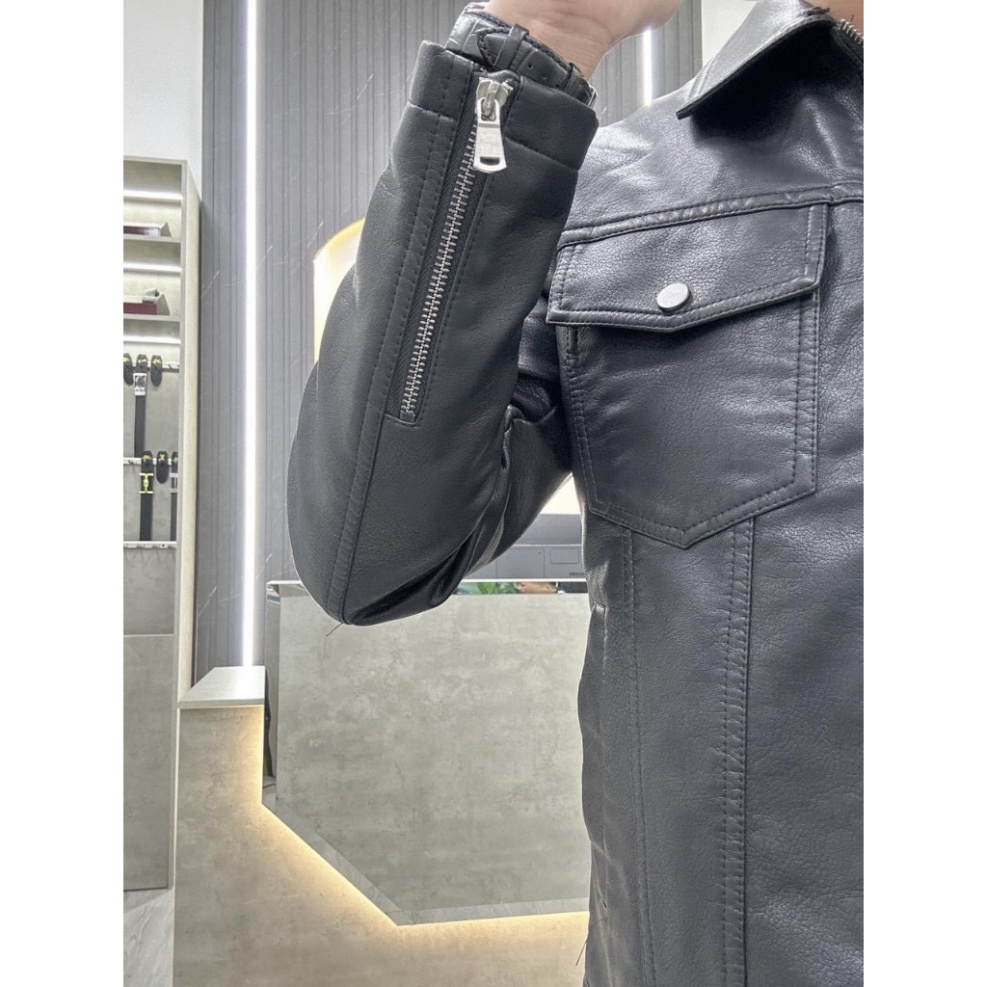 Áo khoác da nam, Áo da nam lót nỉ cao cấp quảng châu mẫu mới nhất