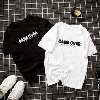 Áo thun tay lỡ nam nữ form rộng unisex chữ kiểu game over đẹp
