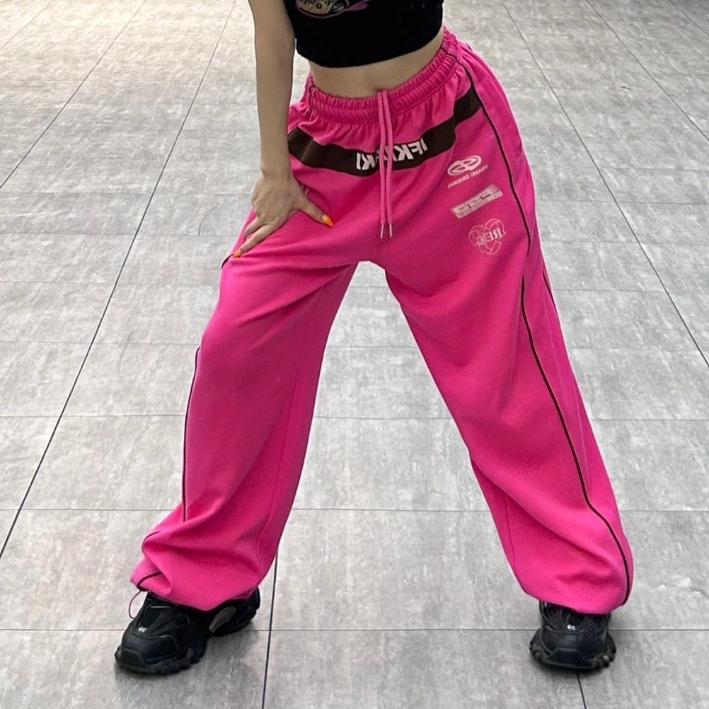 Quần Thể Thao Ống Rộng Lưng Cao Màu Sắc Bắt Mắt Phong Cách hip hop