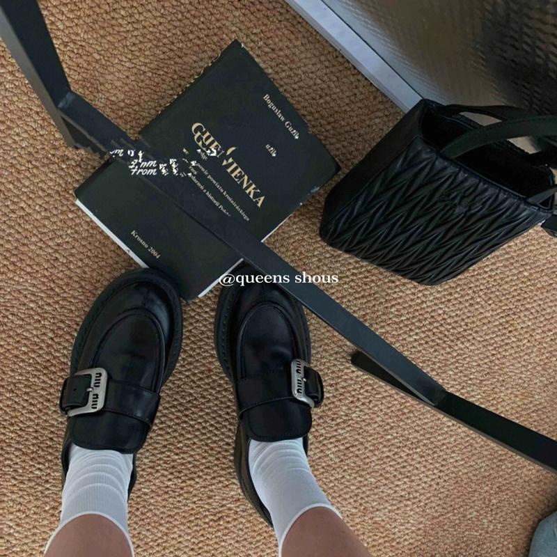 Giày Da Đế Dày Phong Cách retro Pháp Thời Trang Mùa Xuân 2023 Cho Nữ