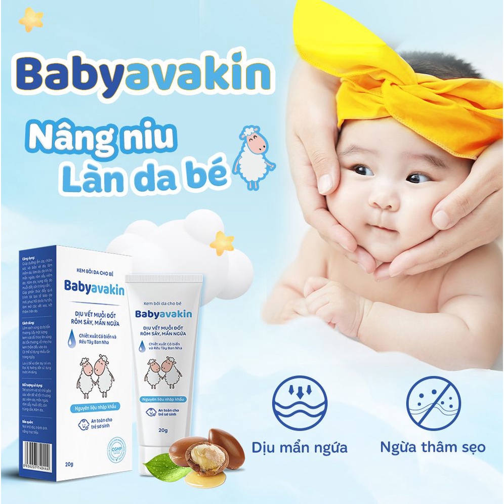 BabyAvakin - Kem Bôi Da Cho Bé, Kem bôi dịu da cho bé, Giúp Làm Dịu Vết Muỗi Đốt, Mẩn Ngứa Và Ngừa Thâm Sẹo (tuýp 20g)