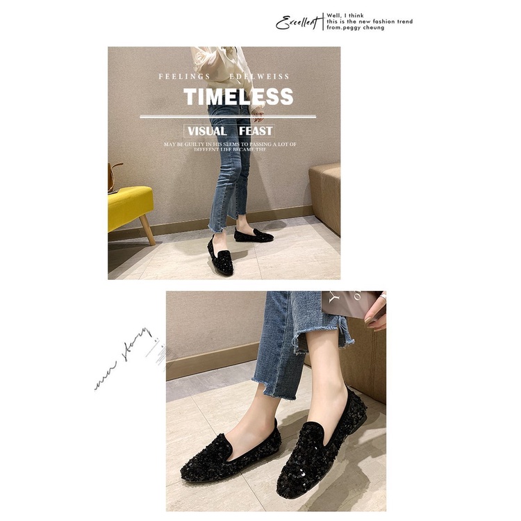 Giày Lười Đính Đá Thời Trang Mùa Xuân Hàn Quốc 2019 Cho Nữ