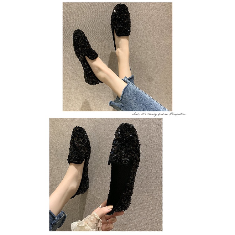 Giày Lười Đính Đá Thời Trang Mùa Xuân Hàn Quốc 2019 Cho Nữ