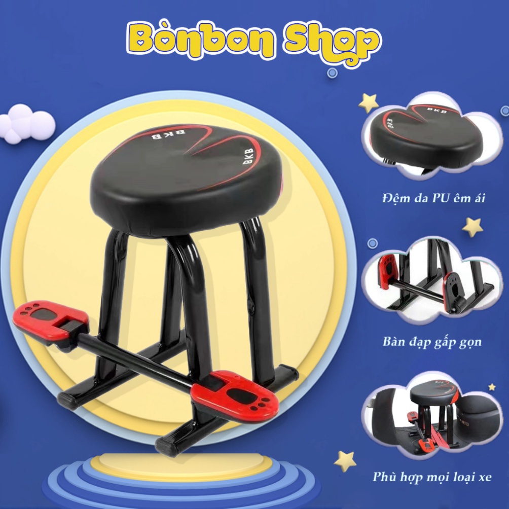 Ghế ngồi xe máy cho bé Bònbon_4D - Ghế ngồi trước đi xe ga LEAD, VISION, SH, VESPA, Xe đạp điện, Xe số, An toàn cho trẻ