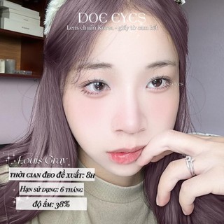 Kính áp tròng DOE EYES [Louis Gray có cận đến 6.5] - Lens Hàn style douyin -  Kính áp tròng cận