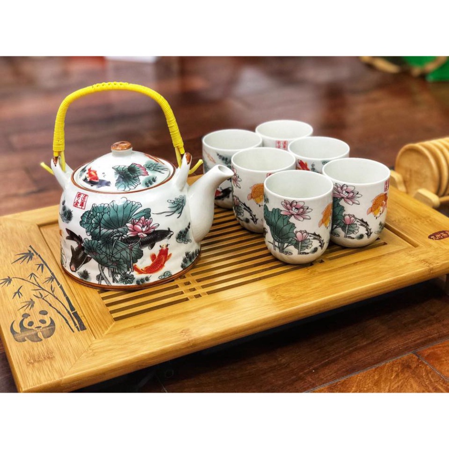 Bộ tích chén hoa sen cá chép quà lễ tết