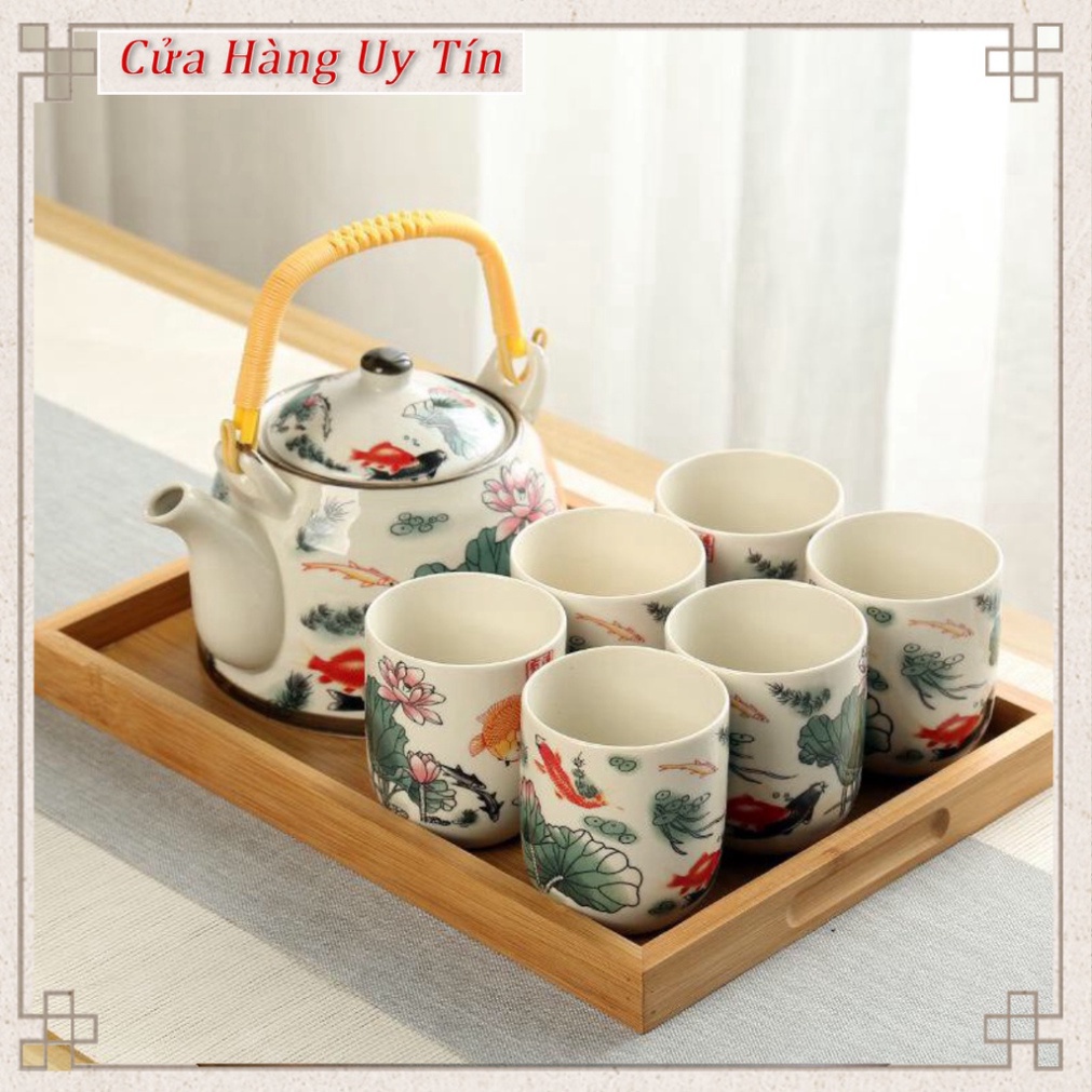 Bộ tích chén hoa sen cá chép quà lễ tết