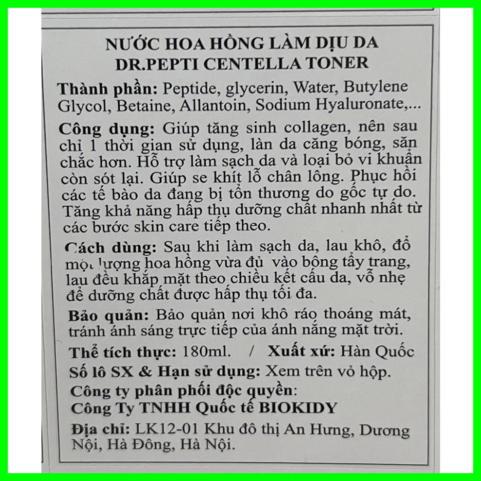 Toner Căng Bóng DR.PEPTI Hàn Quốc 180ml