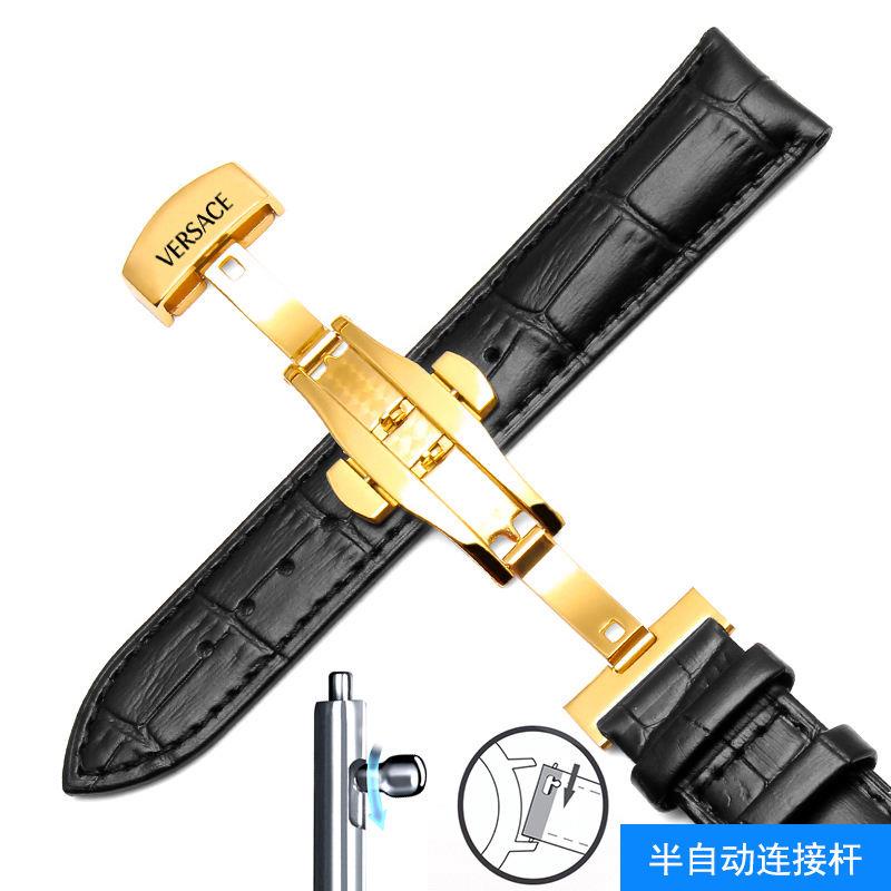 Versace Dây Đồng Hồ Đeo Tay Da Bò Thật Cài Khóa Bướm 18 20mm Cá Tính Cho Nam Và Nữ