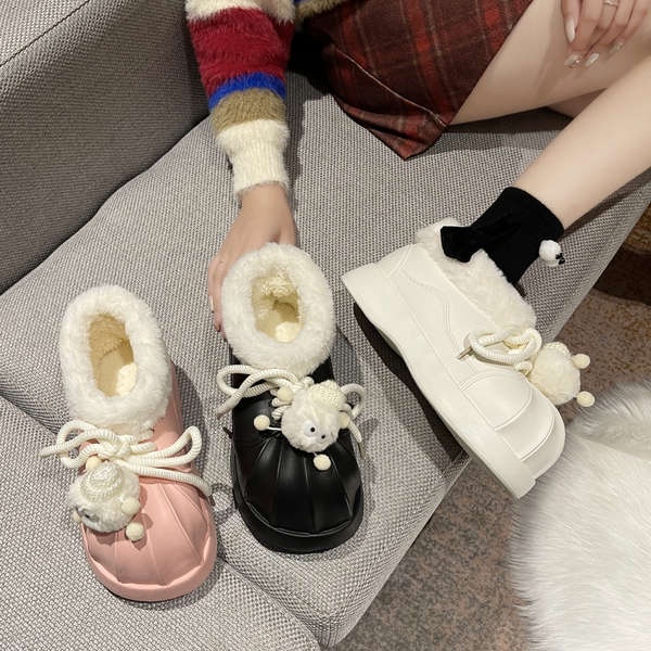 Hoạt Hình Giày cotton Lót Nhung Dày Dặn In Họa Tiết Hoạt Họa Thời Trang Thu Đông 2023 Cho Nữ