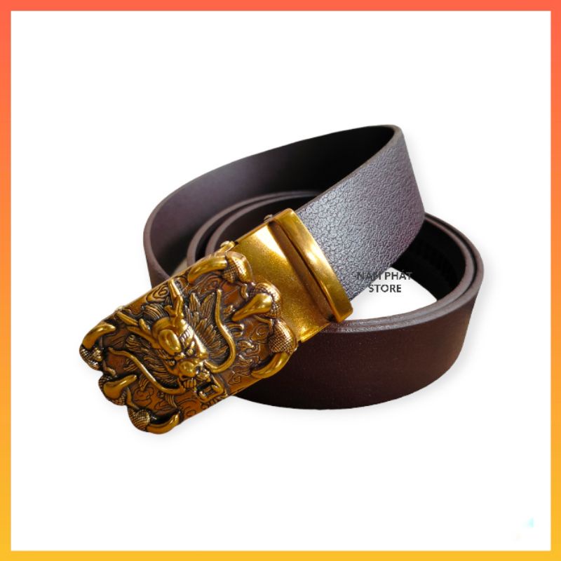 Thắt lưng nam khoá tăng, da bò 1 lớp, khoá kim loại đúc cao cấp
