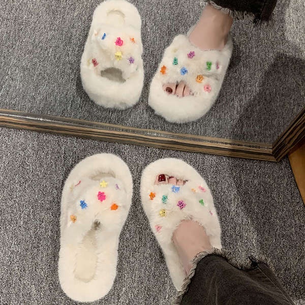 Dép Lông Đế Dày Thời Trang Xuân Thu 2023 Dễ Thương Cho Nữ