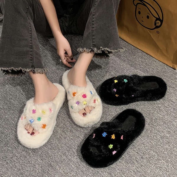 Dép Lông Đế Dày Thời Trang Xuân Thu 2023 Dễ Thương Cho Nữ