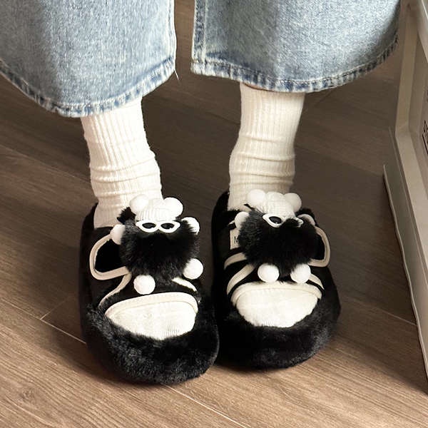 Dép cotton Phối Lông Thời Trang Thu Đông 2023 Cho Nữ