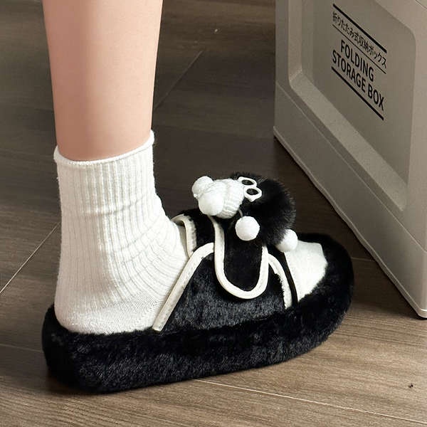 Dép cotton Phối Lông Thời Trang Thu Đông 2023 Cho Nữ