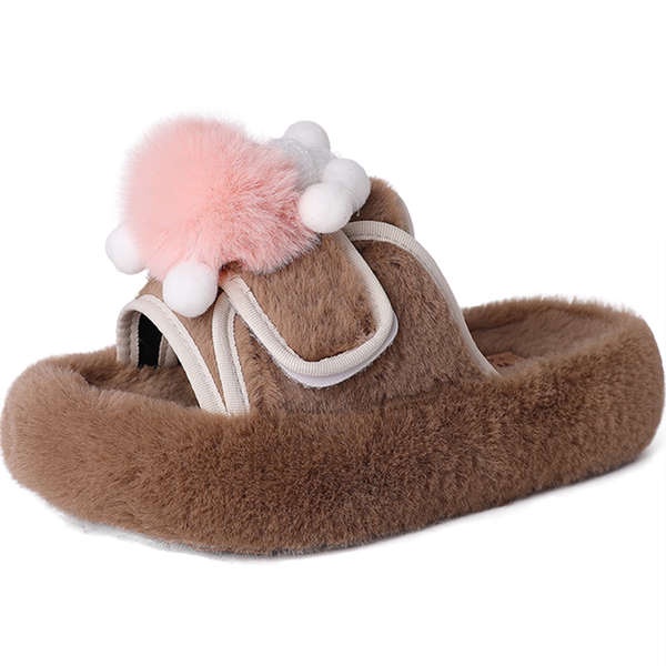 Dép cotton Phối Lông Thời Trang Thu Đông 2023 Cho Nữ