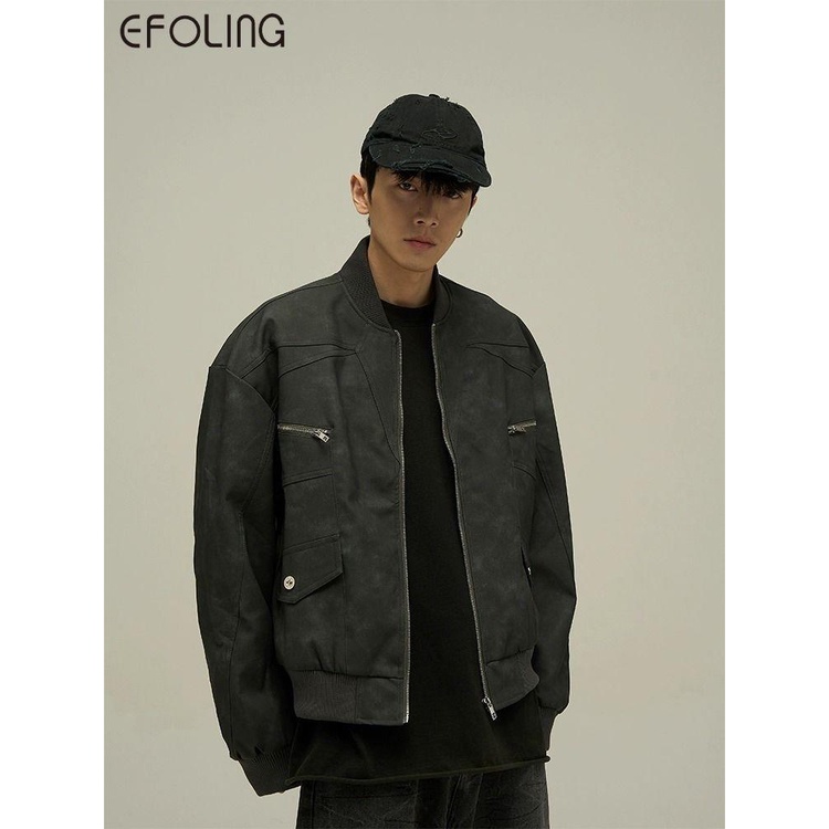 Áo Khoác Bóng Chày Da pu Phong Cách Âu Mỹ Cá Tính Cho Nam Nữ