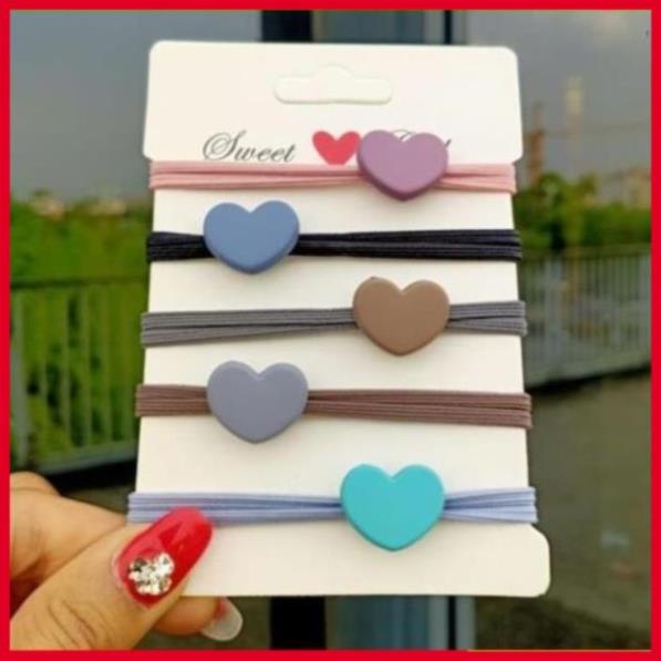 Dây buộc tóc trái tim hot trend đáng yêu nhiều màu sắc