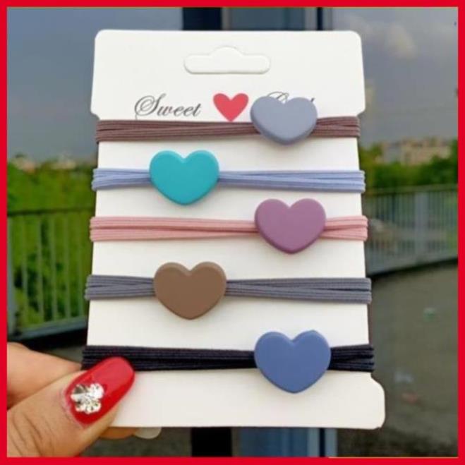 Dây buộc tóc trái tim hot trend đáng yêu nhiều màu sắc