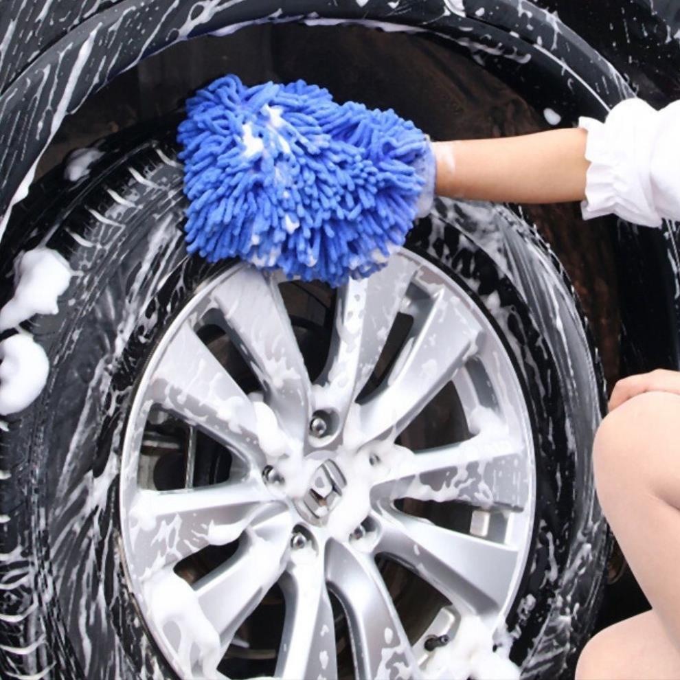 Găng tay san hô, bao tay rửa xe 2 mặt siêu mềm mịn