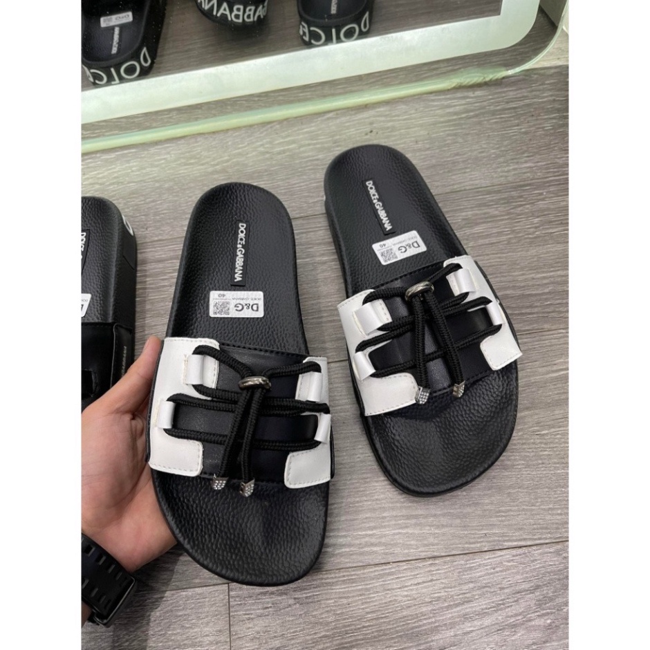 Dép Nam DG Dây Buộc 2 Màu Trắng Đen - DG Dây Buộc Boy Phố Hot Nhất 2024