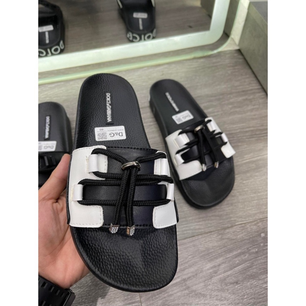 Dép Nam DG Dây Buộc 2 Màu Trắng Đen - DG Dây Buộc Boy Phố Hot Nhất 2024