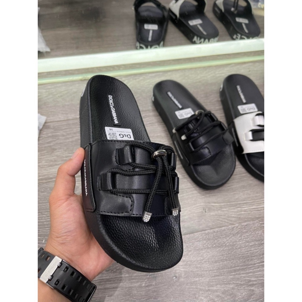 Dép Nam DG Dây Buộc 2 Màu Trắng Đen - DG Dây Buộc Boy Phố Hot Nhất 2024