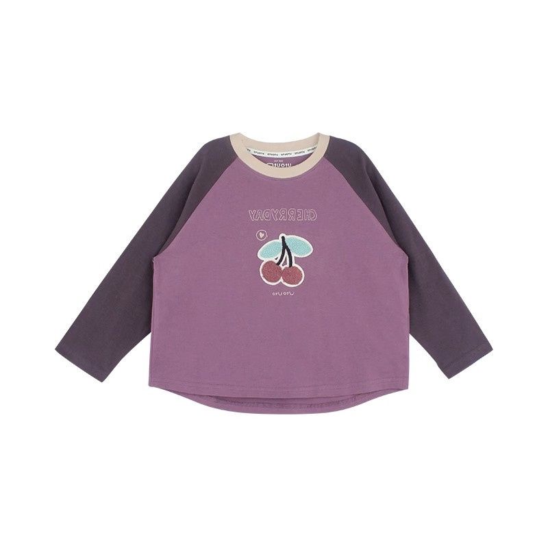 Xinxin ~ Áo Thun raglan Tay Dài Dáng Rộng Thêu Họa Tiết Dễ Thương Thời Trang Mùa Thu 2023 Phong Cách Hàn Quốc Cho Bé Gái