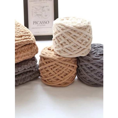 Len nhung đũa len milk cotton Dây băng sợi len dày dệt khăn len đan tay túi vật liệu DIY dép đan móc tự đan cho nam và nữ