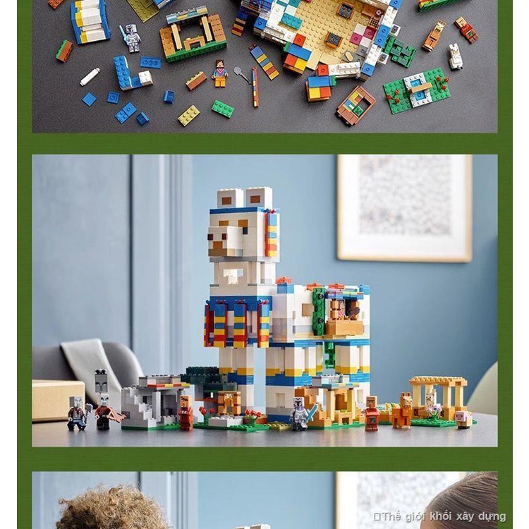 Tương thích với LEGO Minecraft Khối xây dựng 21188 Làng Alpaca Llama Đồ chơi giáo dục cho bé trai và bé gái Cơ chế hang