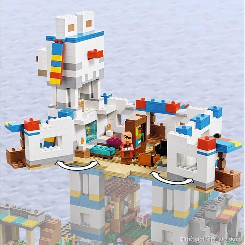 Tương thích với LEGO Minecraft Khối xây dựng 21188 Làng Alpaca Llama Đồ chơi giáo dục cho bé trai và bé gái Cơ chế hang